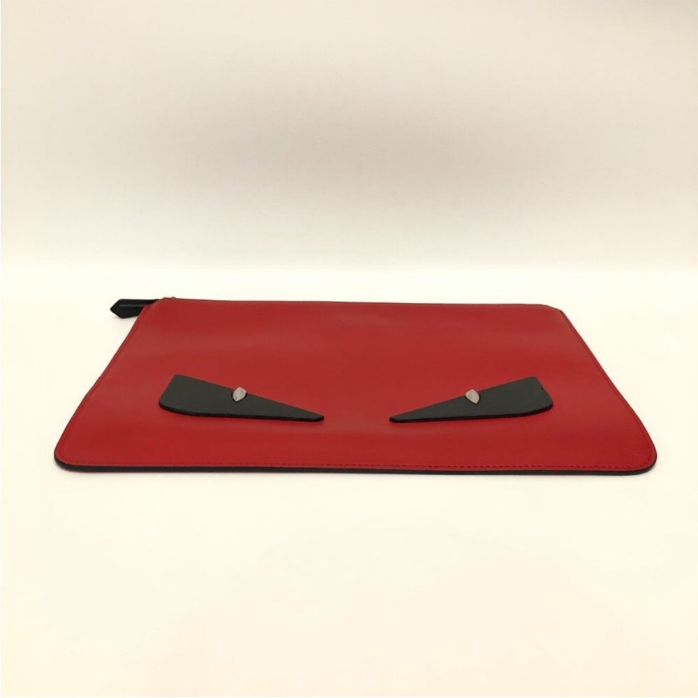 Fendi Red Leather Monster Eye Zipper Clutch - Picture 4 of 10